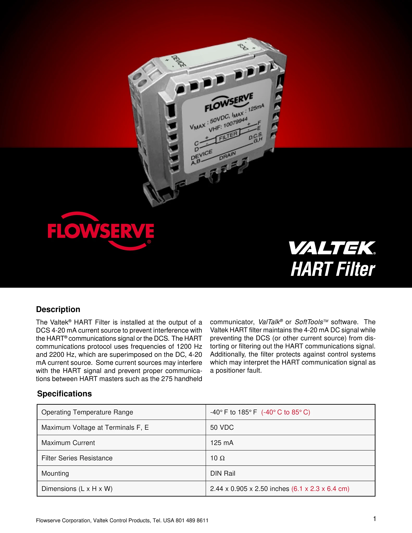 Valtek HART滤波器宣传单页