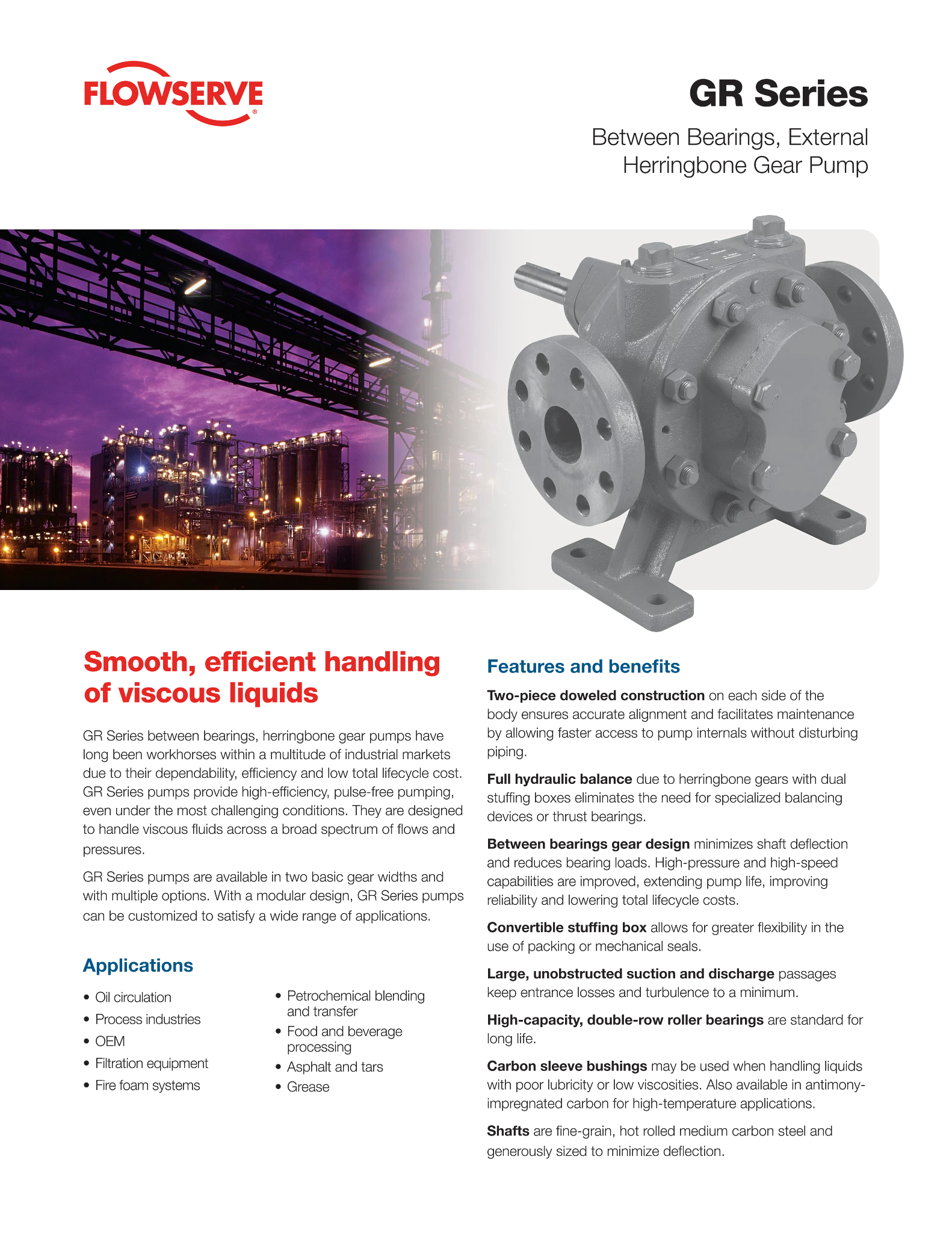 GR系列双支撑式、外部人字形齿轮泵 - 传单