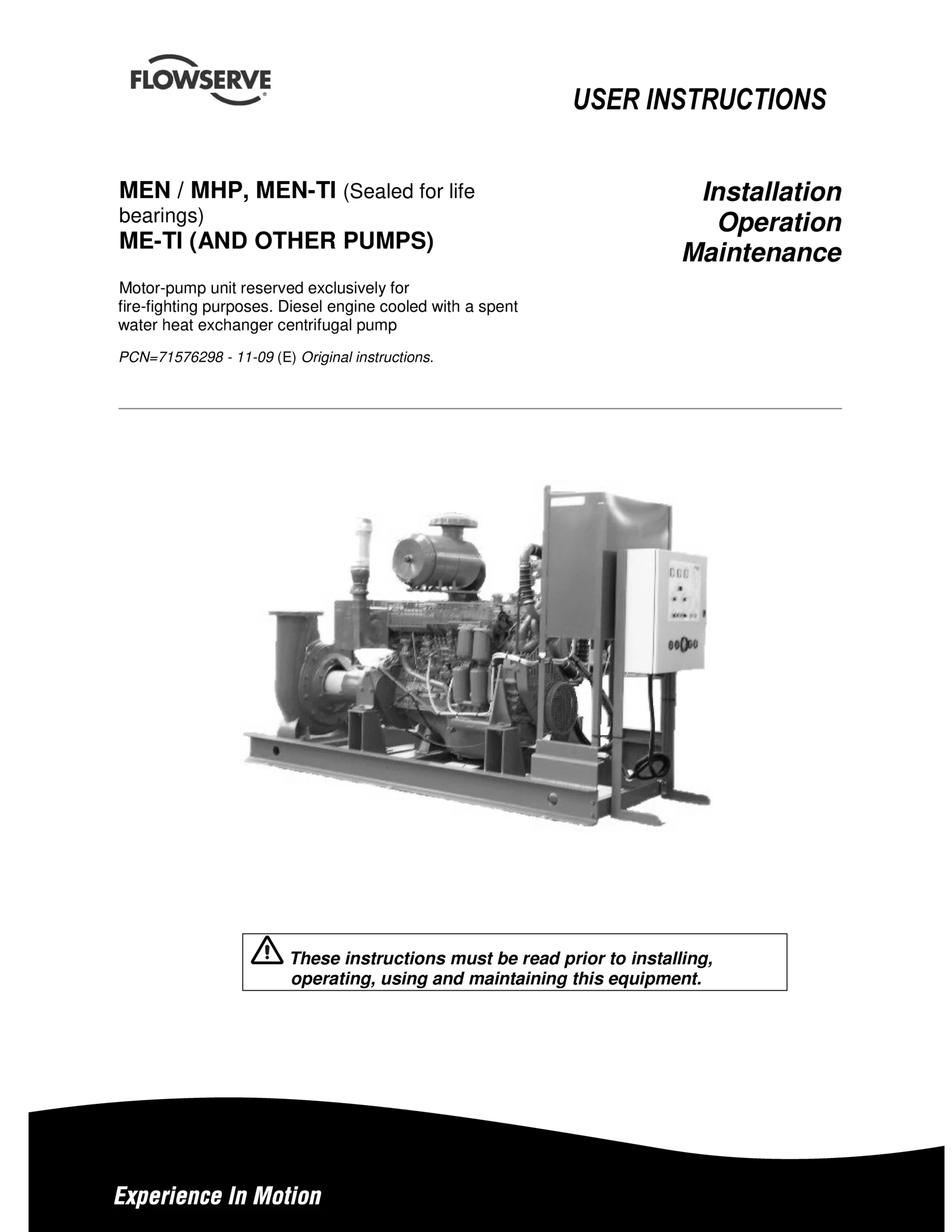 MEN / MHP、MEN-TI离心泵安装、操作和维护使用说明书