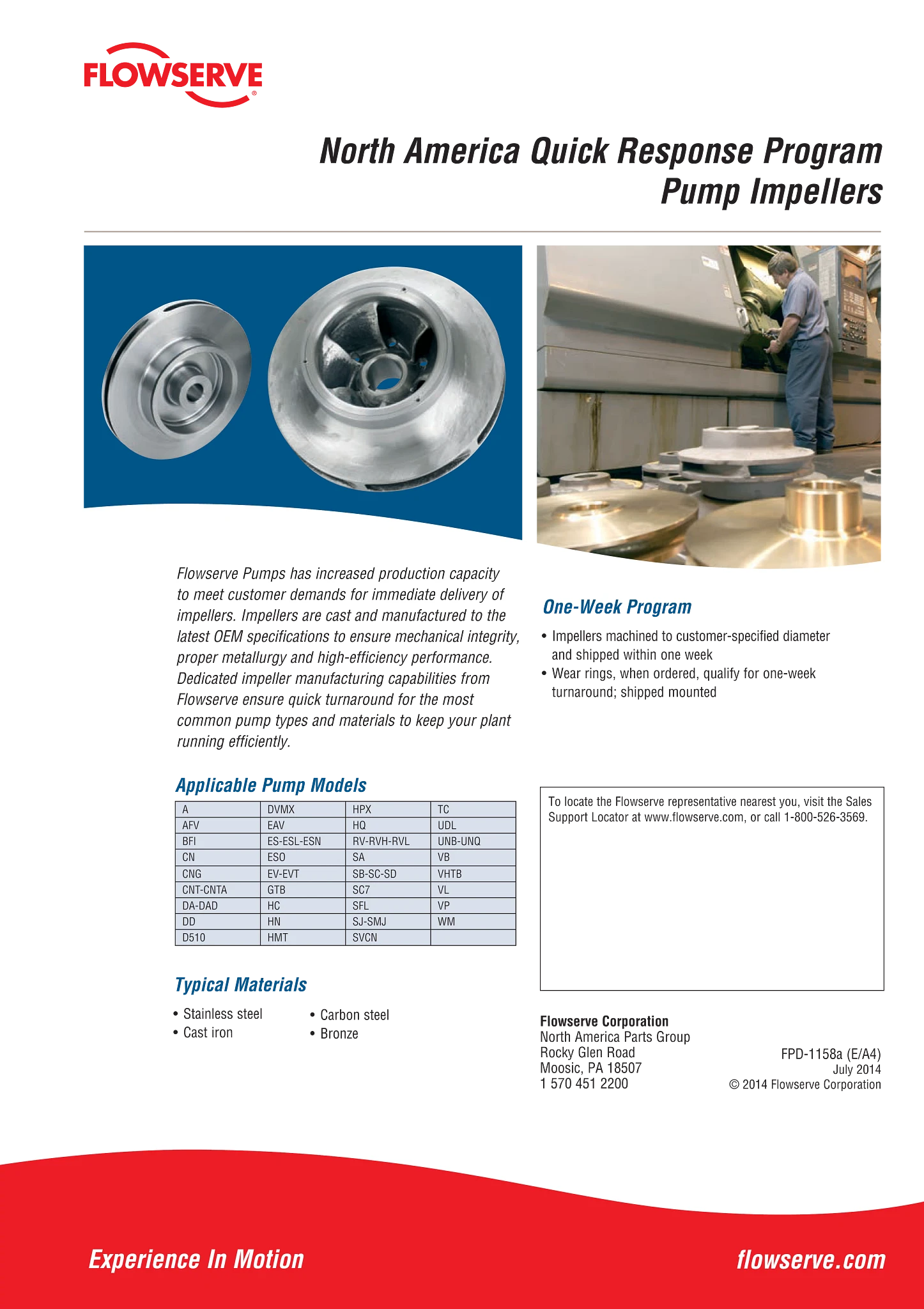 北美快速响应计划泵叶轮宣传单页