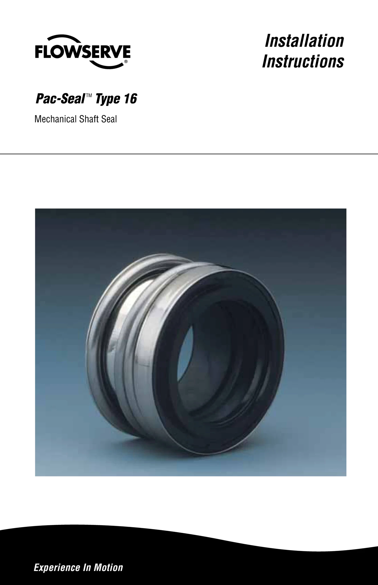 Pac-Seal 16型机械 - 安装说明书