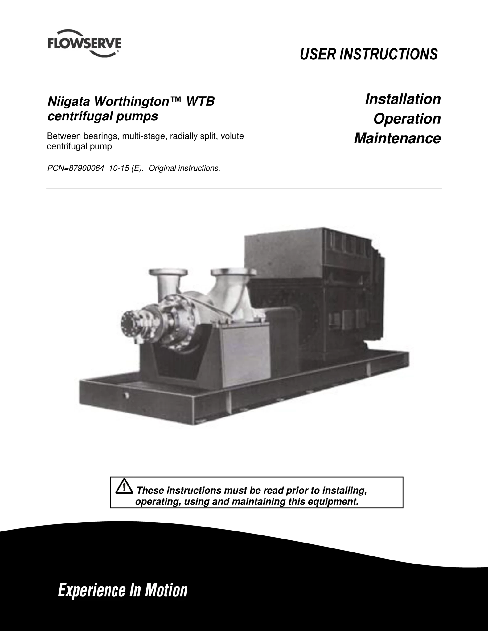 Niigata Worthington™WTB离心泵使用说明