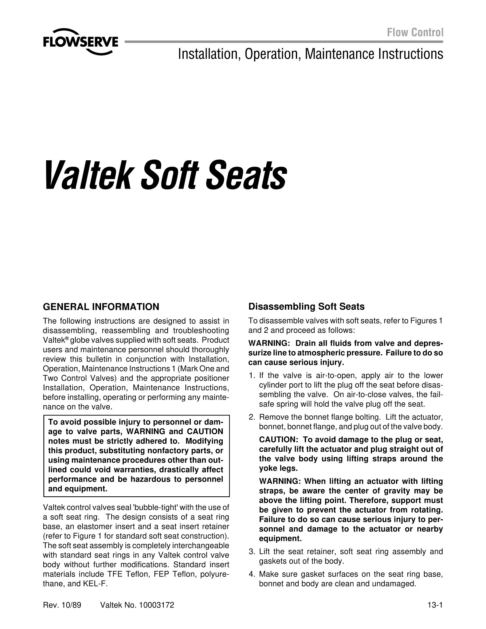 Valtek软阀座用户手册-IOM