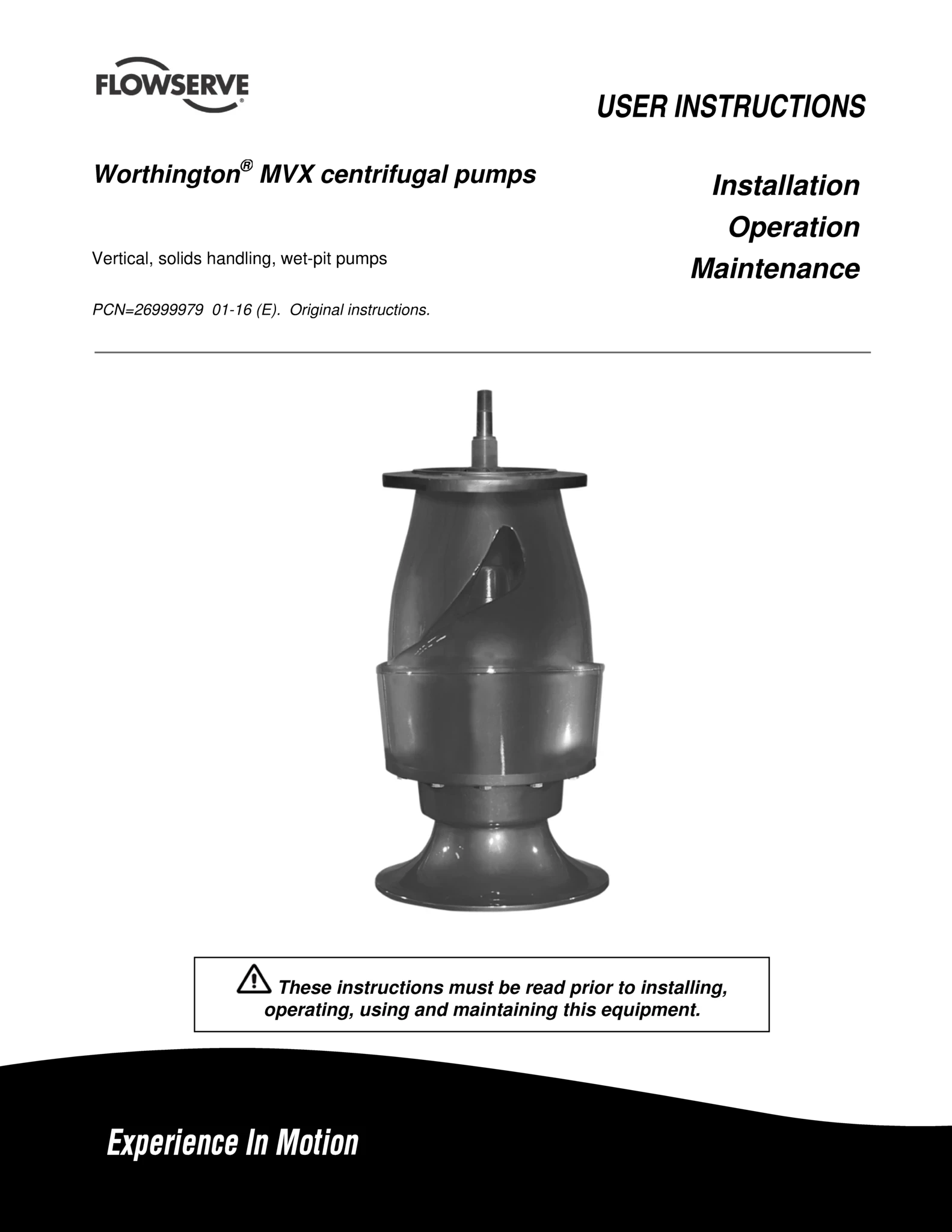 Worthington® MVX离心泵使用说明 (IOM)