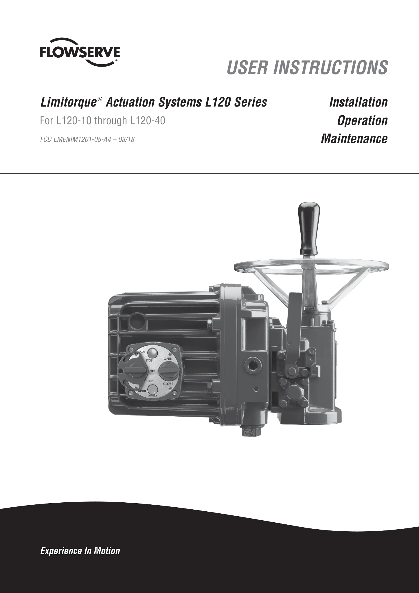 Limitorque L120-10至L120-40系列电动执行器 - 使用说明 (IOM)