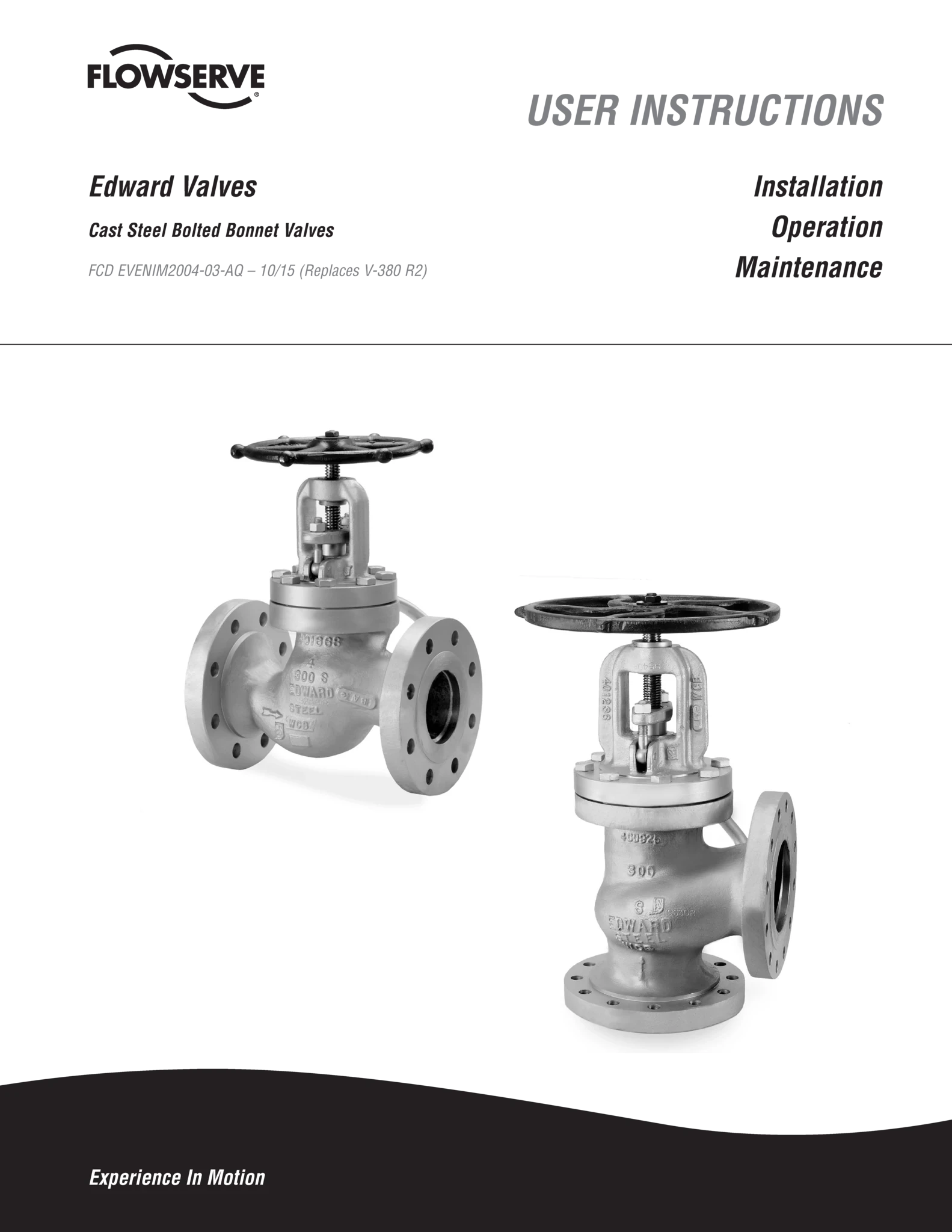 Edward铸钢栓接阀盖阀门使用说明书（IOM）