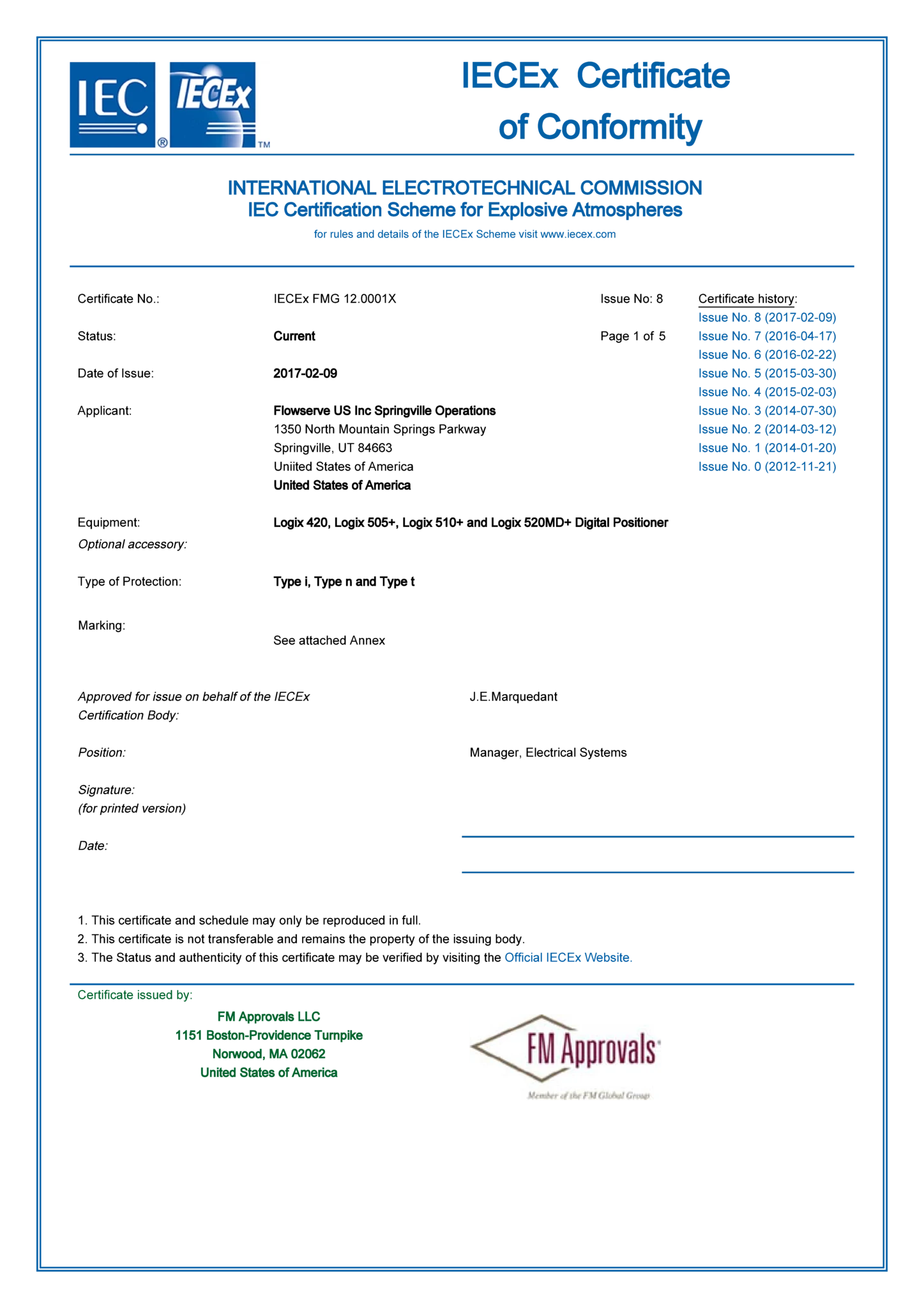 Logix 520MD+定位器 - IECEx本质安全证书