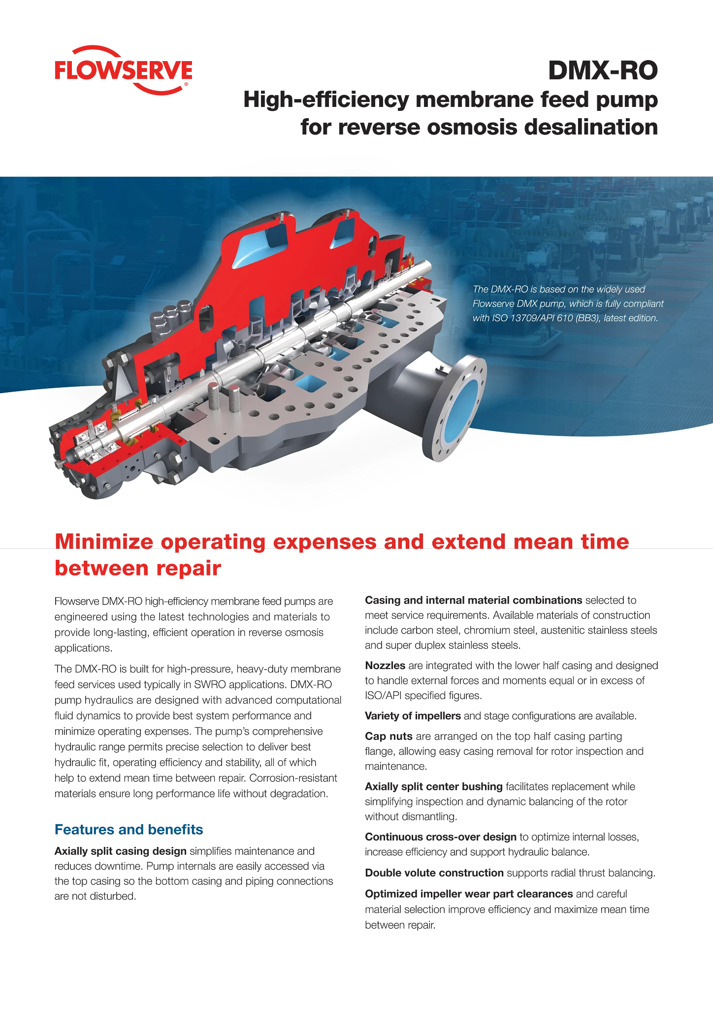 用于反渗透流程的DMX-RO高效率隔膜进料泵