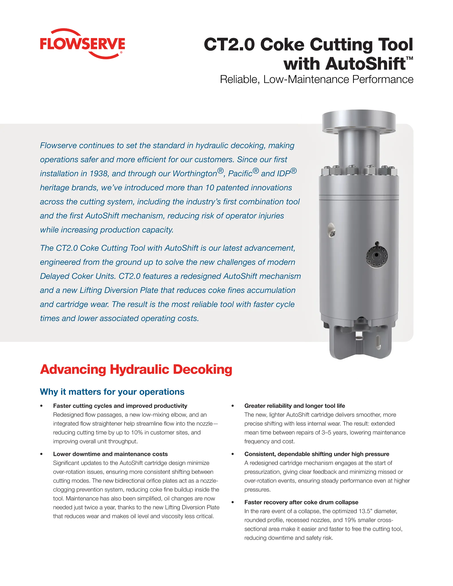 Flowserve CT 2.0带AutoShift™的除焦系统切割工具 - 宣传单