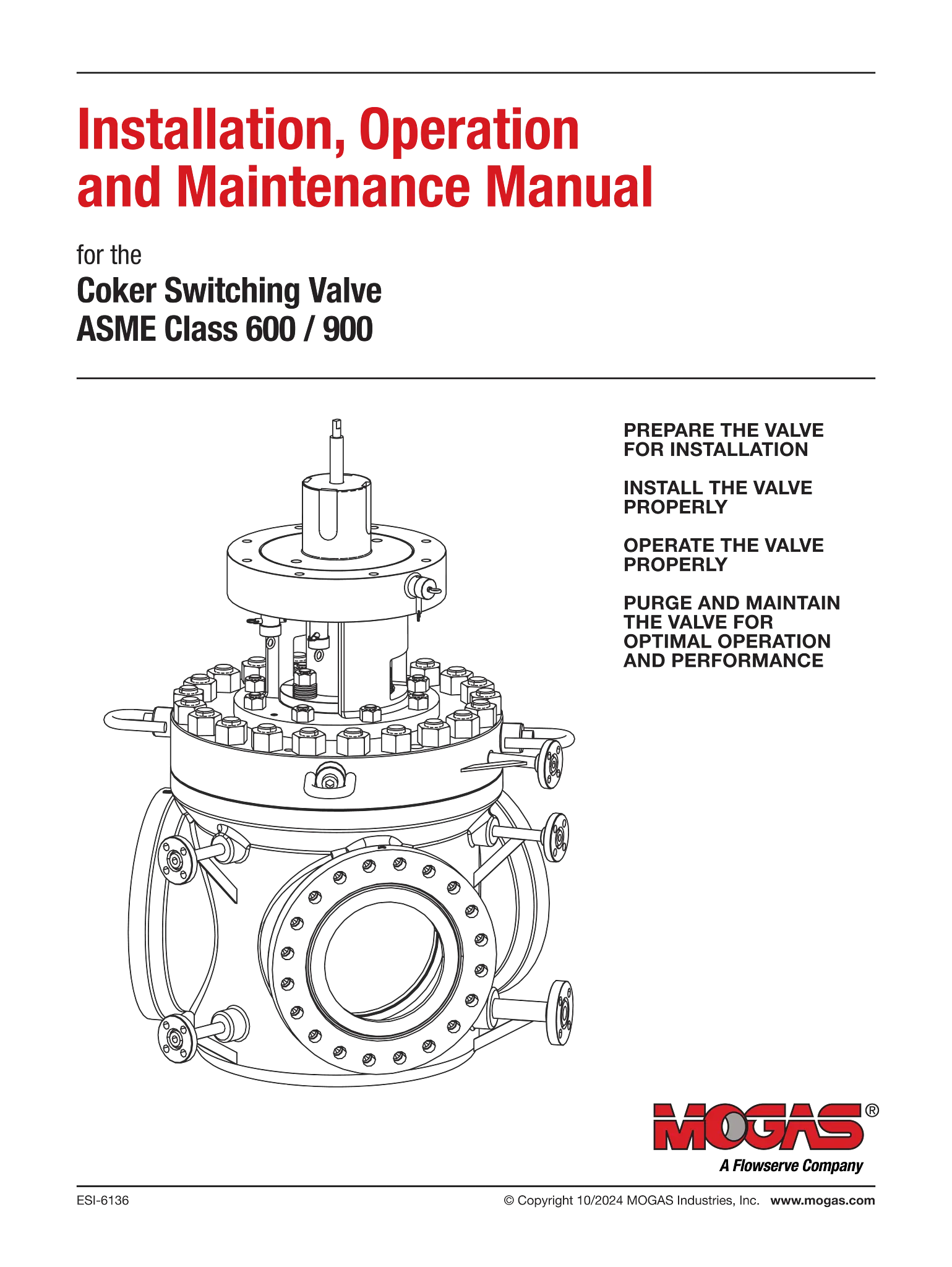 MOGAS DV-4切换阀ASME 600 / 900级使用说明